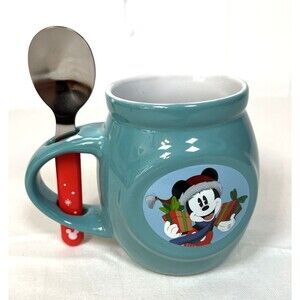 Disney Mickey Mouse Cocoa/Coffee/Tea Mug With Spoon In Handle Blue Winter 2022